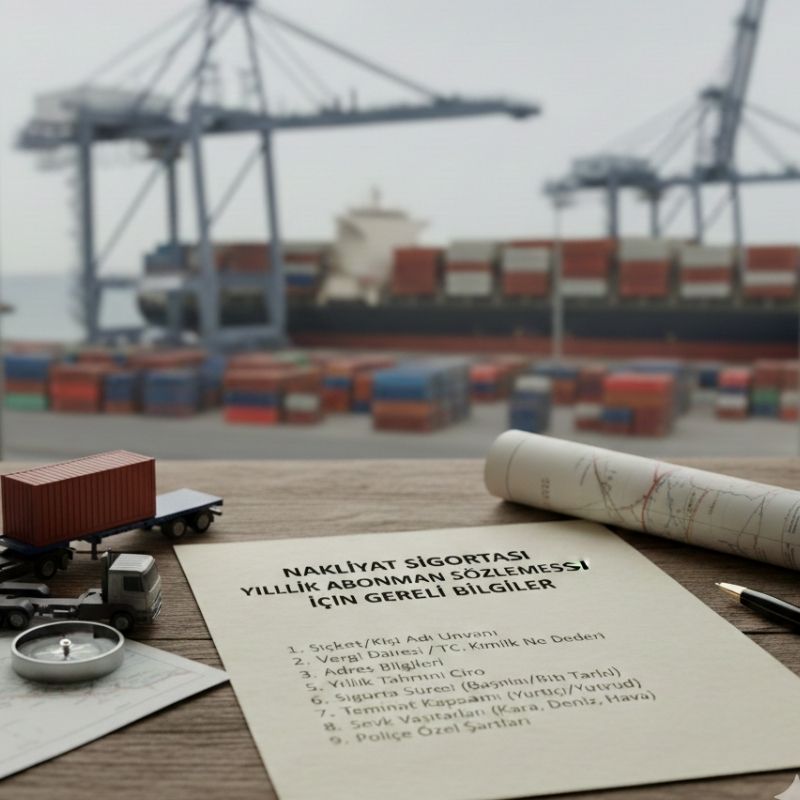 Nakliyat Sigortası Yıllık Abonman Sözleşmesi İçin Gerekli Bilgiler